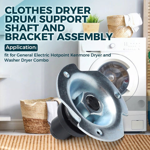 Drum Support Shaft And Bearing Assembly Replacement For GE Hotpoint Kenmore Dryers displayed with washing machine