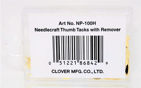 Clover Seven Sixteenth Inch Needlecraft Thumb Tacks Remover Handy Crafting Tool For Sewing And Scrapbooking package with barcode.