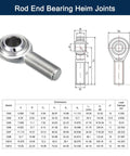 CM6 rod end bearing heim joint kit, 3/8 inch bore, 3/8-24 right hand male thread, steel body, diagram and specs table, 2 pcs