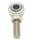 Close-up of a 2 pcs CML8 rod end heim joint, 1/2 inch bore with 1/2-20 left hand male thread, carbon steel construction for machinery