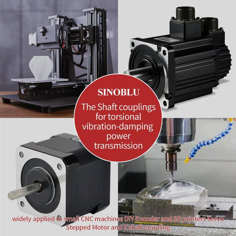 Rigid 14mm to 14mm aluminum shaft coupling with clamp-on design in stepper motors and CNC machines for secure vibration-resistant joining.