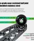 Close-up of tire-grade anti-slip CNC aluminum ball base mount with embedded stainless steel ball for RAM mounts.