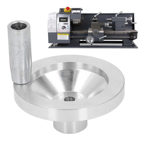 Mini Lathe Hand Wheel CNC Aluminum Alloy Hand Wheel With Handle For Internal Chamfered Hole and a compatible lathe setup
