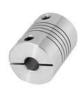 Front view of CNC Flexible Aluminum Shaft Coupler 6.35mm By 6.35mm 1/4 Inch To 1/4 Inch for servo and stepper motors, 25mm length.