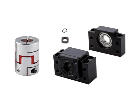 16mm Lead Ball Screw Kit SFU1610 components including flexible coupler and end supports BK12 BF12 for CNC Machines