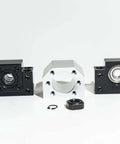 Pro Grade CNC Ball Screw Kit SFU1204 with nut, end supports, coupler, and nut housing for 12mm dia, 4mm lead, 250mm length.