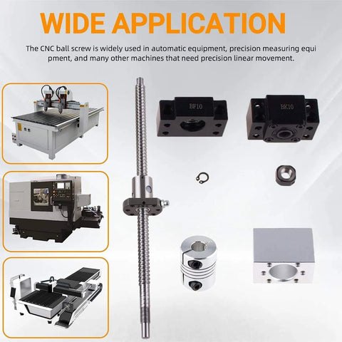 Image showing Ballscrew kit sfu1204 300mm + set bk/bf10 kit + 1204 ball screw rm1204 l300mm(11.8 inch) and CNC machine application