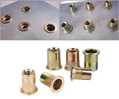 Engine Dress Up Kit With CNC Billet Aluminum Washers Bolts Rivet Nuts Red showcasing rivet nuts installation