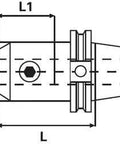 Technical diagram of CNC CAT40 End Mill Holder DIN Coolant Through Flange 7/8 In X 3.50 In, 20K RPM Balanced,.0002 In TIR, Forged Construction