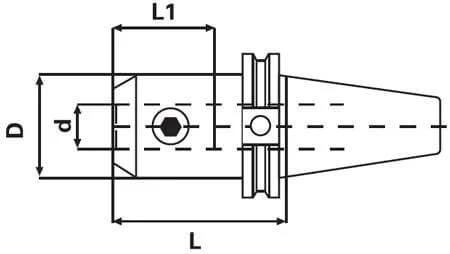 Technical diagram of CNC CAT40 End Mill Holder DIN Coolant Through Flange 7/8 In X 3.50 In, 20K RPM Balanced,.0002 In TIR, Forged Construction