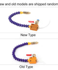 Efficient Mist Coolant Lubrication Spray System for CNC Machines showing new and old model with flexible purple hose and brass fitting