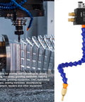 Cooling Mist Spray System For CNC Lathe And Milling Machines Water Coolant Sprayer Kit shown in operation on metalwork