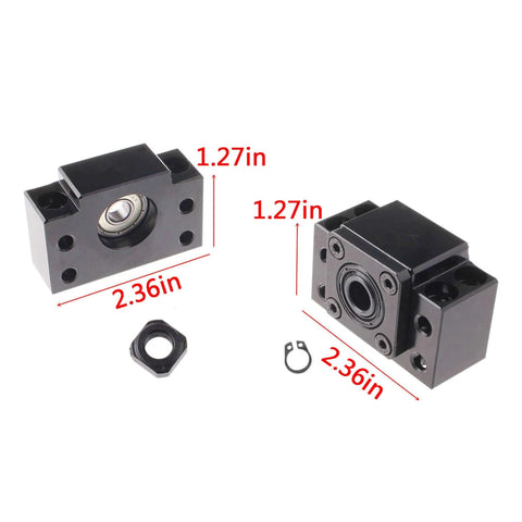 Ball Screw CNC Parts SFU1605 RM1605 16mm 1050mm with End Supports BK12 BF12 front and side view