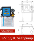 Engraving Machine Lubrication System Gear Oil Pump TZ-160-1C front view with dimensions and digital display