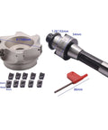 Face End Mill Arbor Set With 100 Mm Cutting Diameter 6 Flute Pro Grade CNC Shell Cutter R8 7 16 20 Thread Shank 32 Mm Bore