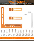 CNC Workpiece Positioning Fixture For Vise And Clamps On T Slot And Perforated Tables, includes L-bracket, clamps, wrenches, screws.