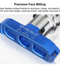Pro Grade 90 Degree Dual Insert CNC Fly Cutter For BT FMB22 Tool Holder For Metal Face Milling And Aluminum Surface Finishing 8 Inch 200mm Lightweight 6061 Aluminum Anodized Finish, blue anodized finish
