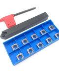 Indexable Lathe Turning Tool Holder Kit With 45 Degree Chamfer External Tool Holder For CNC Lathe Includes 10 SCMT09T304 FT1125 Carbide Inserts
