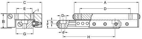 Diagram of a 2.62 in x 2.62 in, 1.5 in Travel, Ball Slide Assemblies - Inch for CNC axis motion and anti-backlash setup
