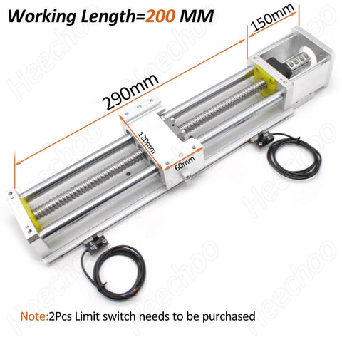 CNC Linear Motion Rail Guide 200mm Stroke Ball Screw Electric Linear Stage Actuator with Dust Cover for Nema23 Stepper Motor X Axis CNC Router