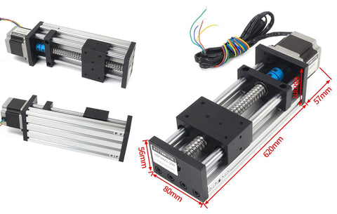 500mm /19.69" CNC Linear Stage Actuator Double Optical Axis 1605 Ball Screw Linear Slide Rail Guide with Nema23 Motor