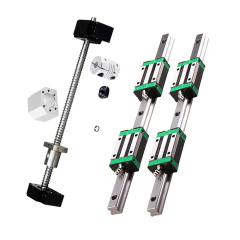 Two 700mm HGR20 Linear Guide Rails with RM1605 700mm Ballscrew Kit, BF12 BK12 End Supports, DSG16H Nut Housing, Coupling, Slide Blocks