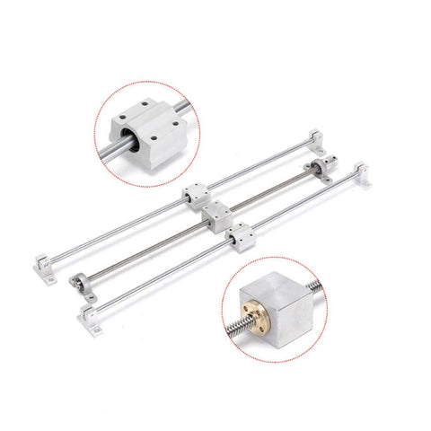 Threaded backlash vertical support screw linear shaft guide set 2mm pitch 2mm lead t8 lead screw dual optical axis with sc8uu slider