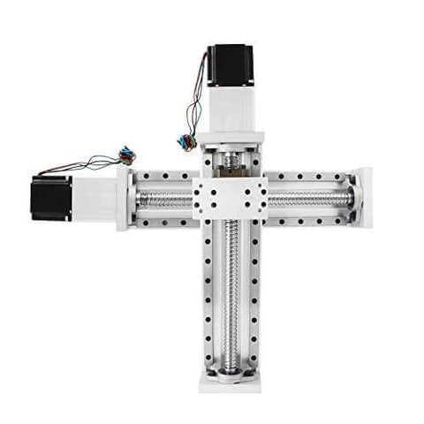 Top view of 200mm Stroke CNC Linear Stage Motion Actuator with aluminum alloy cross sliding table and SFU1605 ballscrew drive.