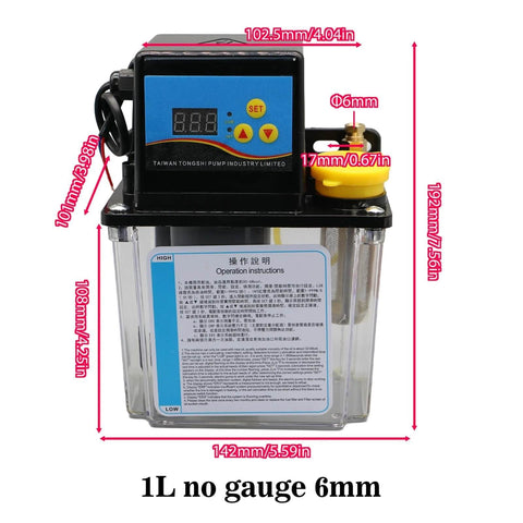 Front view of Dual Voltage CNC Lubrication Pump System Kit 1L with automatic grease oil pump for CNC machine tools, no gauge version