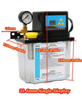 CNC Lubrication Pump System 2L Automatic Oil Pump for Lathe Machine Tool AC110V AC220V, front view, shows dimensions and gauge.