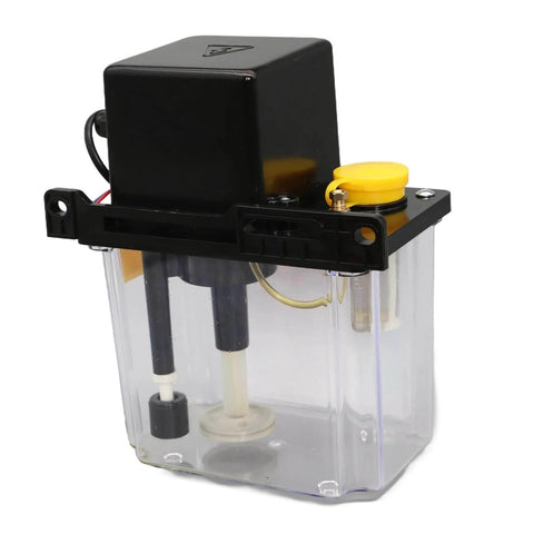 Pro Grade CNC Automatic Lubrication Pump System with Electromagnetic Drive, 4mm output, 1L or 2L capacity, AC 110V or 220V, transparent tank