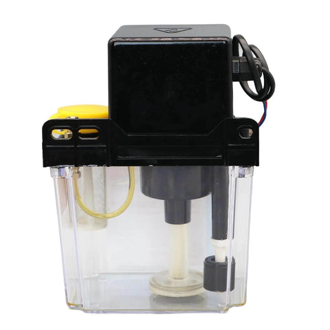 Pro Grade CNC Automatic Lubrication Pump System with Electromagnetic Drive, 4mm Output, 1L Capacity, AC 110V, Front View