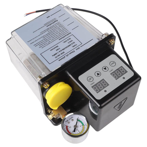 Automatic Lubricating Oil Pump For CNC Machinery with electronic display, transparent housing, high pressure gauge, 1L or 2L capacity