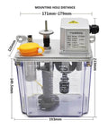 Automatic Intermittent Lubrication Pump For CNC Machines 220V Electric Lubricator close-up with dimensions and features