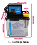 Front view of CNC Lubrication Pump System Kit for automatic lubrication with electric grease pump, 1L capacity, no gauge, 6mm fittings.