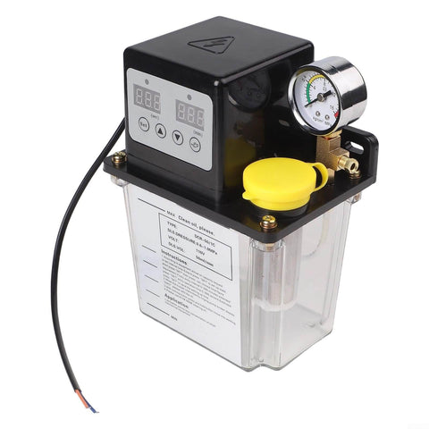 Heavy Duty Automatic Lubrication Pump For CNC Machines With Alloy Gear Electromagnetic Drive, 110V, 1L Reservoir, Transparent Housing