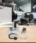 3L CNC Lubrication Spray for Metalworking Machines Oil Mist Sprayer on woodworking bench near CNC machine