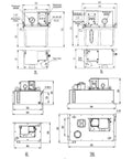 Technical drawing showing various dimensions of an Auto Lubrication System for CNC Milling Machines, 24V Electric Oil Pump