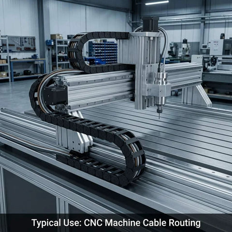 Semi Enclosed Cable Drag Chain Wire Carrier 2 Pack Reinforced Plastic 1 Meter Length Inner 18x50 mm Outer 23x58 mm CNC machine use