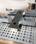 Aluminum Clamp Set Of Four For Fixtures And Hold Downs, CNC Machined 6061 Aluminum, Three Inch Long Clamps Installed on Fixture