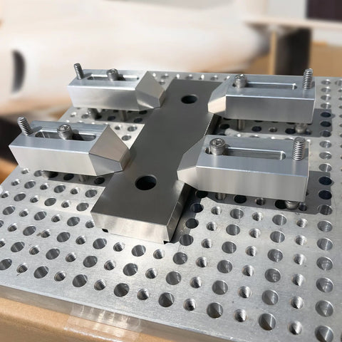 Aluminum Clamp Set Of Four For Fixtures And Hold Downs, CNC Machined 6061 Aluminum, Three Inch Long Clamps Installed on Fixture
