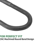 Durable rust resistant U bolt kit for 2000 lb trailer axles fits 1-3/4 inch round axles shown with CNC machined bend