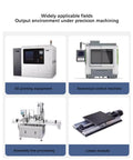 Collage of 3D printing equipment, numerical control machine, assembly line processing, and linear module for precision machining.