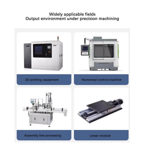 Collage of 3D printing equipment, numerical control machine, assembly line processing, and linear module for precision machining.