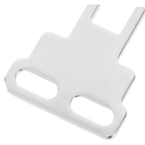 Close-up of CNC Mill Safety Actuating Key For Industrial Door Locking And Machine Mechanism With Light Switch Lock, silver iron, front view.