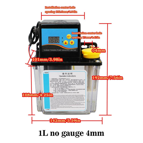 CNC Oil Lubrication Pump System 1L 2L Capacity With 4mm 6mm Fittings, Automatic Electric Lubrication Pump For CNC Machines, front view