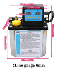 Front view of Heavy Duty CNC Oil Lubrication Pump System with 2L tank, 6mm ports, automatic electric pump for CNC tools.