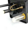 Close-up of Dual Digital Display Automatic Oil Lubrication Pump for CNC Engraving Router Machines showing the oil tubing and filter.