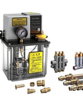 Auto Lubrication System For CNC Milling Machines, 24V Electric Oil Pump, Single Unit Lube Kit, components on white background