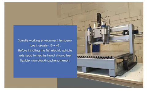 1.5KW ER16 Air Cooled CNC Spindle Motor 110V D65 mounted on CNC router for precision milling and engraving, compatible with VFD inverter